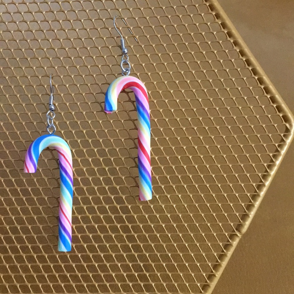 Multi Color Candy Cane Earrings - Picture 5 of 6